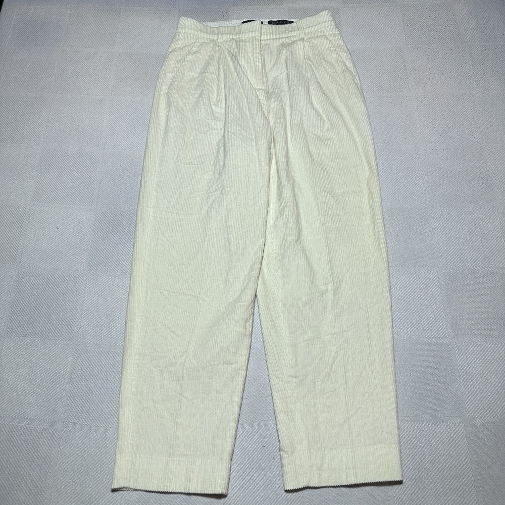 NEW J Crew Corduroy Pants Womens 2 Creme Pleated Tapered Nalya Italian Fabric